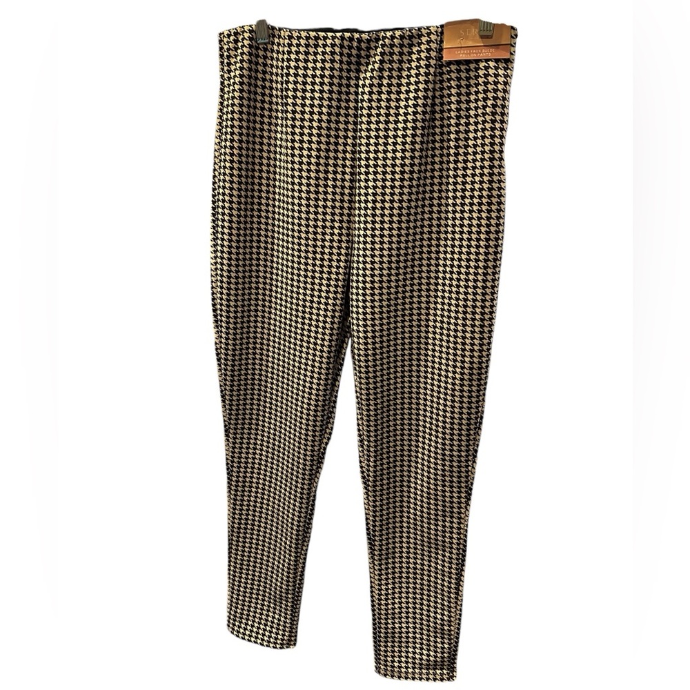 Faux suede Houndstooth side zipper pants black and white size large 12 - 14 NWT